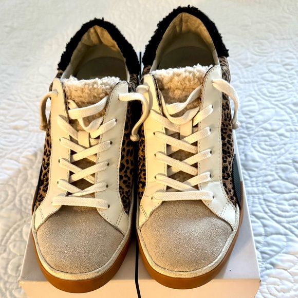 🔥Dolce Vita Zina Leopard Glitter Heel Silver Metallic Faux Fur Sneakers 8.5🔥 - Picture 6 of 8